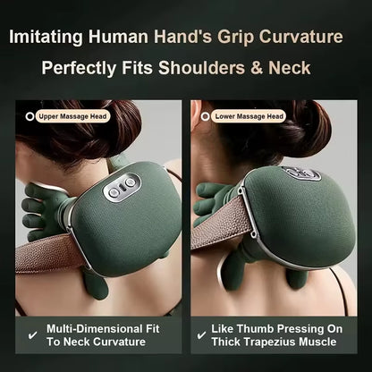 Bionic Neck Shoulder Massager Heated Back Massagers Electric Kneading Muscles Massage Pillow Neck Waist Leg Body 3-Level Modes